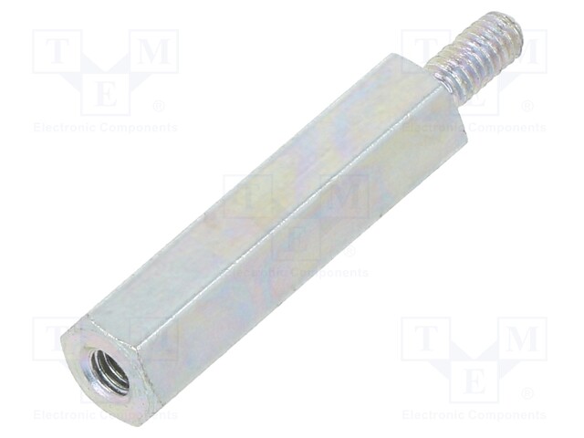 Screwed spacer sleeve; Int.thread: M2,5; 20mm; Ext.thread: M2,5