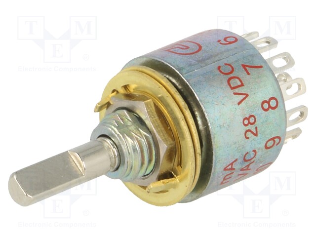 Switch: rotary; Pos: 12; 0.15A/125VAC; 0.15A/28VDC; Poles number: 1