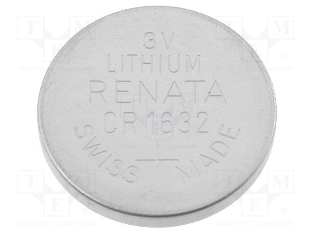 Battery: lithium; 3V; CR1632,coin; Ø16x3.2mm; 125mAh