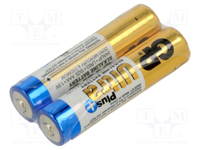 Battery: alkaline; 1.5V; AAA,R3; non-rechargeable; 2pcs.