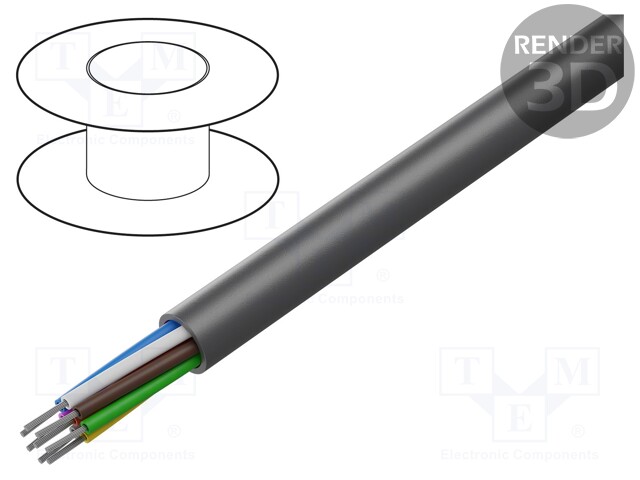 Wire; LiYY A; 8x22AWG; unshielded; 300V; PVC; Cu; stranded