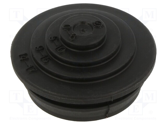 Grommet; elastomer thermoplastic TPE; black; Øcable: 0÷17mm; IP54