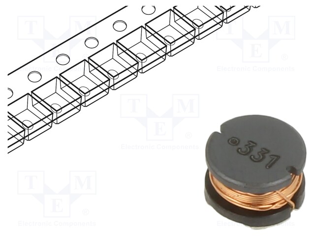 Power Inductor (SMD), 330 µH, 400 mA, Unshielded, 580 mA, SDR0805 Series, 7.8mm x 7.8mm x 5.3mm