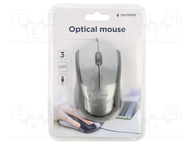 Optical mouse; black,grey; USB A; wired; No.of butt: 3; 1.35m