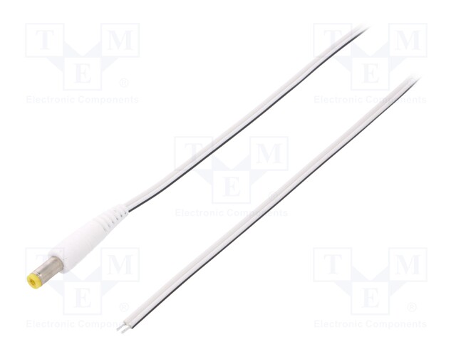 Cable; wires,DC 5,5/2,1 plug; straight; 0.5mm2; white; 1.5m