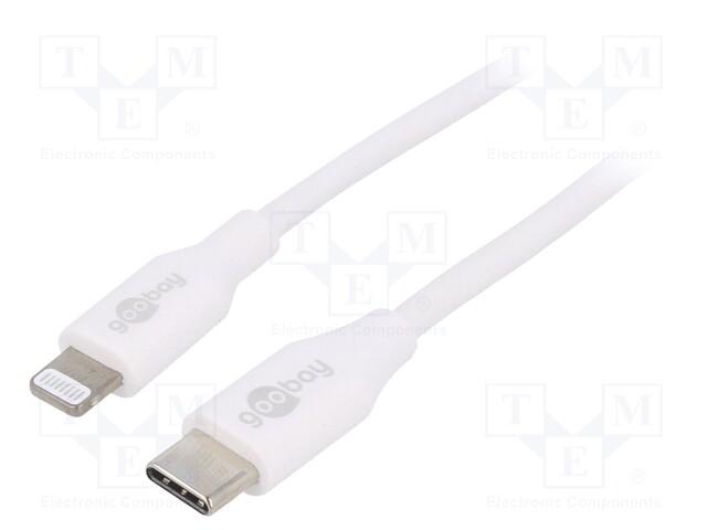 Cable; USB 2.0; Apple Lightning plug,USB C plug; 1m; white; 87W