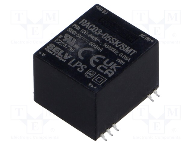 Converter: AC/DC; 3W; 85÷264VAC; Usup: 120÷370VDC; Uout: 5VDC; 74%