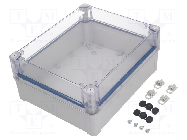 Enclosure: multipurpose; X: 241mm; Y: 291mm; Z: 128mm; polycarbonate