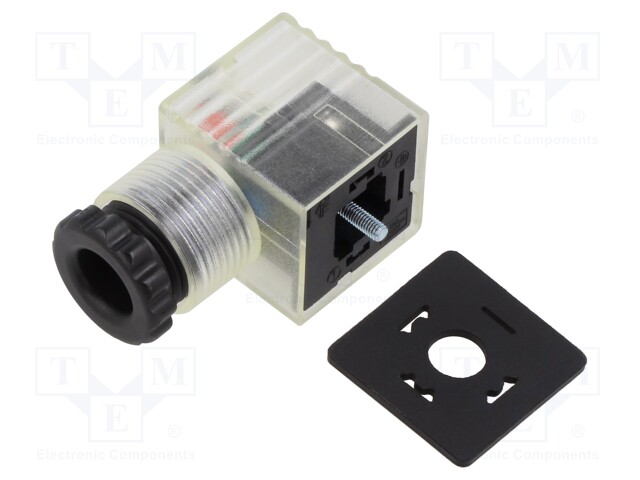 Plug for coil; PIN: 3; natural (transparent); 24V; A: 27mm; B: 28mm