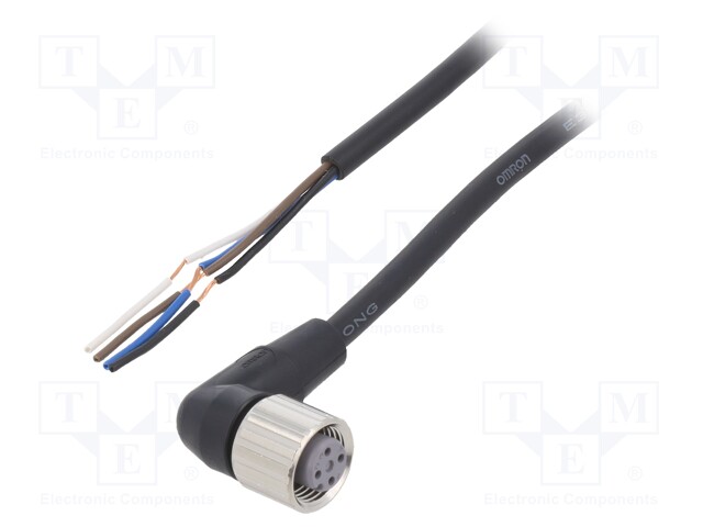 Connection lead; M12; PIN: 4; angled; Len: 2m; plug; 4A; -10÷80°C