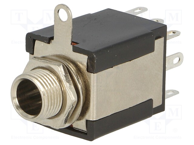 Socket; Jack 6,3mm; stereo; straight; for panel mounting; 10mm
