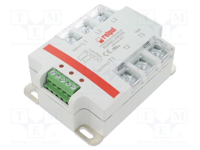 Relay: solid state; Ucntrl: 4÷32VDC; 25A; 24÷530VAC; 3-phase; IP20