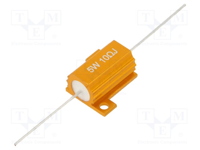 Resistor: wire-wound; with heatsink; 10Ω; 5W; ±5%; 50ppm/°C; axial