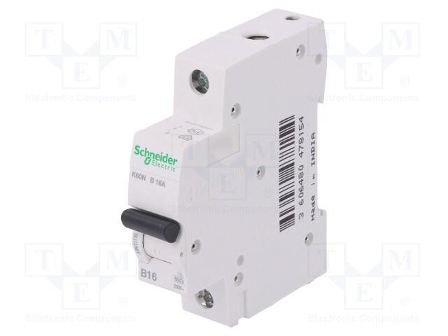 Circuit breaker; 230VAC; 16A; Poles: 1; DIN; Charact: B