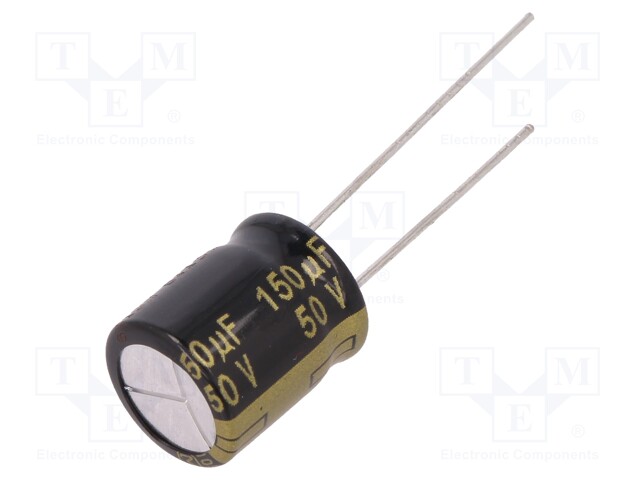 Capacitor: electrolytic; low impedance; THT; 150uF; 50VDC; ±20%