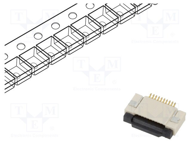 Connector: FFC (FPC); horizontal; PIN: 10; ZIF; SMT; 50V; 0.4A; H: 2mm