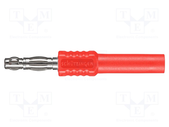 Plug; 4mm banana; 16A; 60VDC; red; 66.9mm; Plating: nickel plated