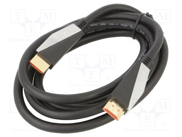 Cable; HDMI 2.0; HDMI plug,both sides; PVC; 1.8m; black; 32AWG