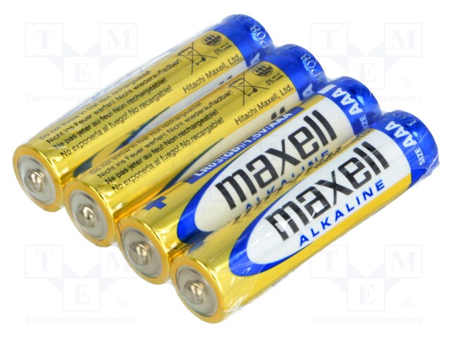 Battery: alkaline; 1.5V; AAA; Batt.no: 4; Ø10.5x44.5mm