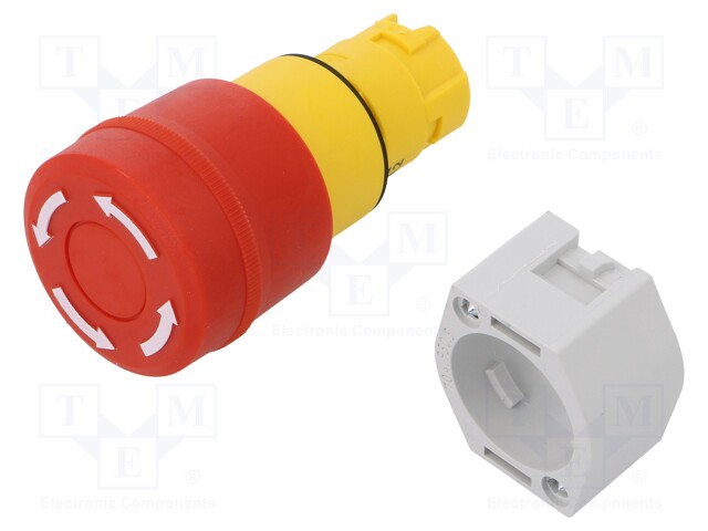 Switch: emergency stop; Stabl.pos: 2; 22mm; red; Illumin: none; IP65