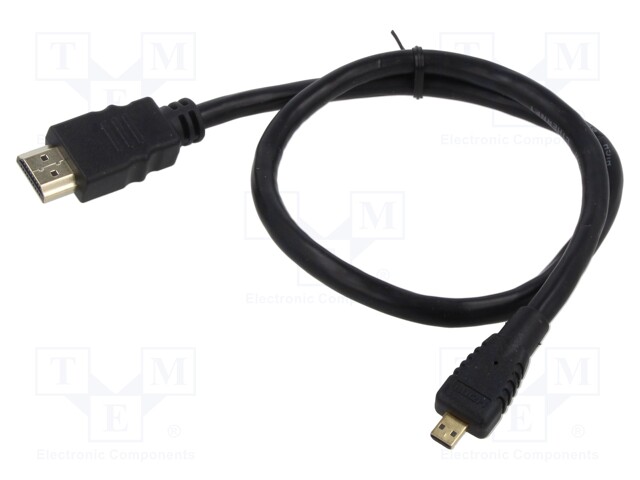 Cable; HDMI 1.4; HDMI plug,micro HDMI plug; Len: 0.5m; black