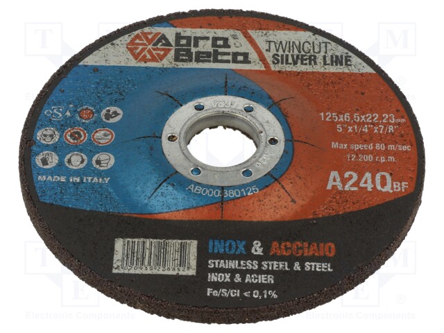 Grinding wheel; Ø: 125mm; Øhole: 22.23mm; Thk: 6.5mm