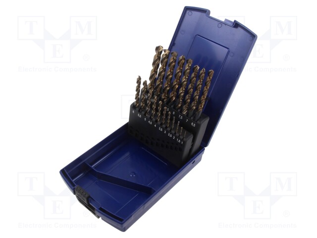 Drill set; for metal; high speed steel cobalt HSS-E; 19pcs.