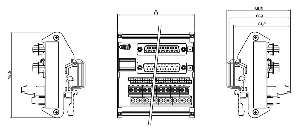 Transition module; Temp: -20÷60°C; W: 83.5mm; D: 68.5mm; H: 92.6mm