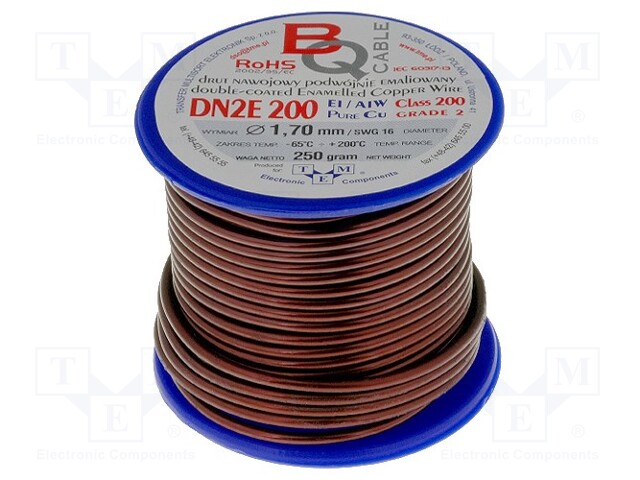 Coil wire; double coated enamelled; 1.7mm; 0,25kg; -65÷200°C