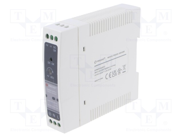 Power supply: switched-mode; for DIN rail; 24W; 24VDC; 1A; OUT: 1