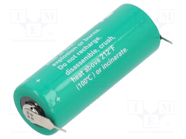 Battery: lithium; 3V; A; 2pin; Ø14x45mm; 2400mAh; non-rechargeable