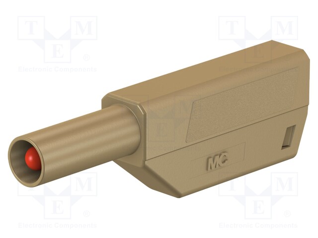 Plug; 4mm banana; 32A; 1kV; brown; 2.5mm2; gold-plated