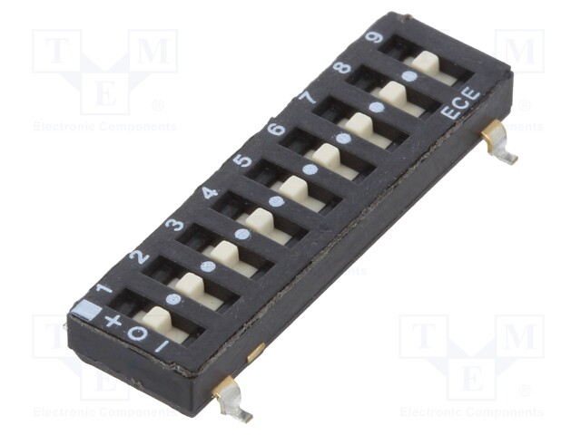 Switch: DIP-SWITCH; Poles number: 9; OFF-ON; 0.025A/24VDC; Pos: 2