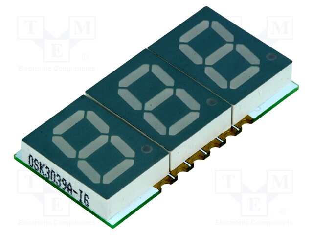 Display: LED; 7-segment; 10mm; 0.39"; No.char: 3; red; 4÷15mcd; anode