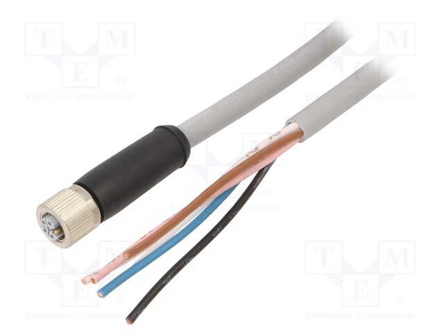 Connection lead; M12; PIN: 5; 5m; plug; 12A; -25÷85°C; IP65/IP67