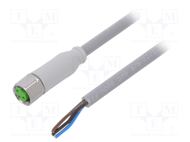 Connection lead; M8; PIN: 3; straight; 5m; plug; 60VAC; -25÷80°C