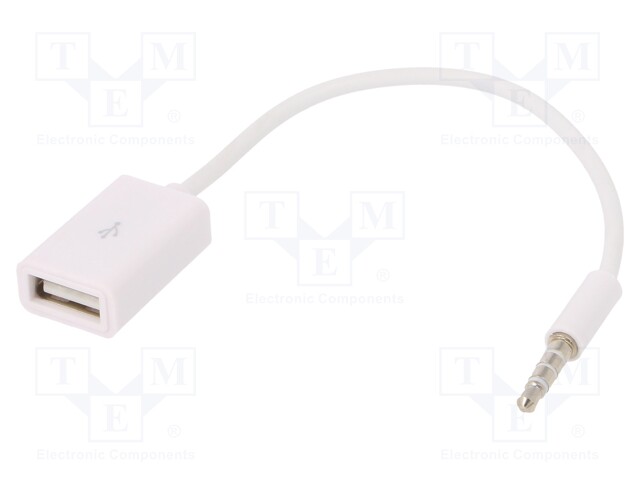 Adapter; Jack 3,5mm 4pin plug,USB A socket; nickel plated