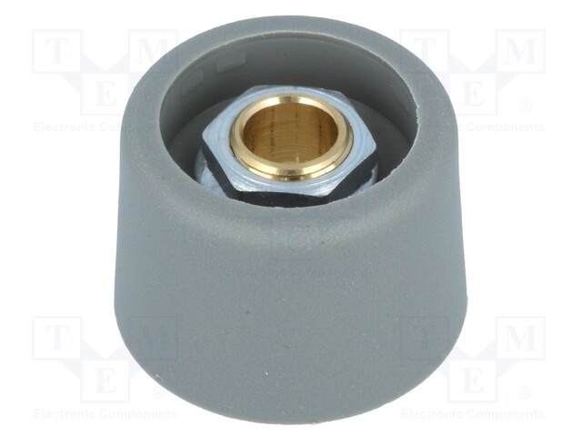 Knob; without pointer; polyamide; Shaft d: 6mm; Ø23x16mm; grey