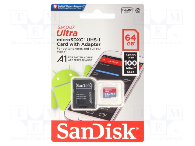 Memory card; Android,A1 Specification,UHS-I; SD XC Micro; 64GB