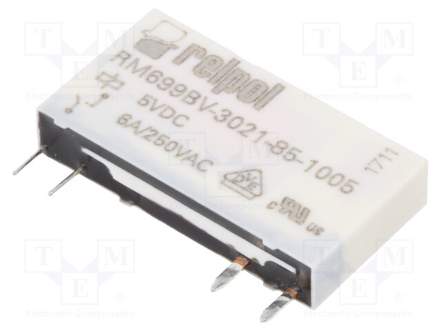 Relay: electromagnetic; SPST-NO; Ucoil: 5VDC; 6A/250VAC; 6A/24VDC