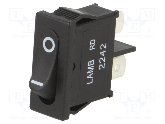 ROCKER SWITCH, SPST, BLACK, PANEL