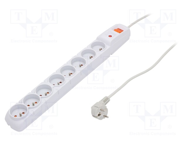 Plug socket strip: protective; Sockets: 8; 230VAC; 10A; 480g