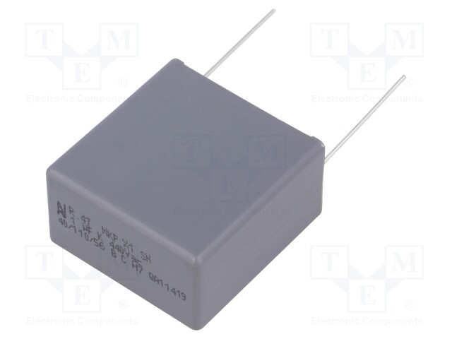 Capacitor: polypropylene; X1; 1uF; 440VAC; ±10%; THT; Pitch: 27.5mm