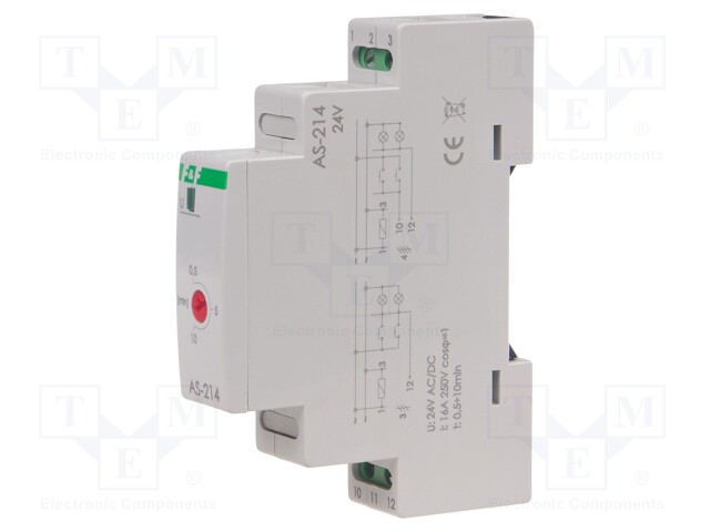 Staircase timer; for DIN rail mounting; 24VAC; 24VDC; IP20; 16A