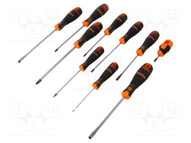 Screwdrivers; Pcs: 10; Handle material: antislip plastic