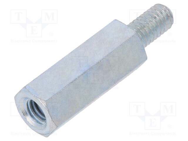 Screwed spacer sleeve; Int.thread: M4; 18mm; Ext.thread: M4; steel