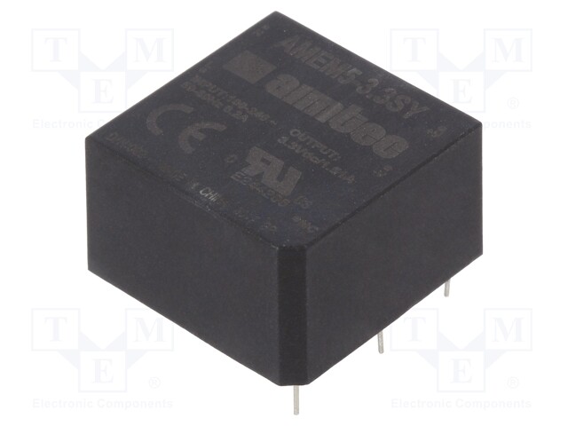 Converter: AC/DC; 5W; Uout: 3.3VDC; Iout: 1.51A; 74%; Mounting: PCB