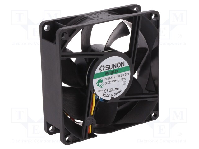 Fan: DC; axial; 12VDC; 80x80x25mm; 101.4m3/h; 44.7dBA; Vapo; 4800rpm