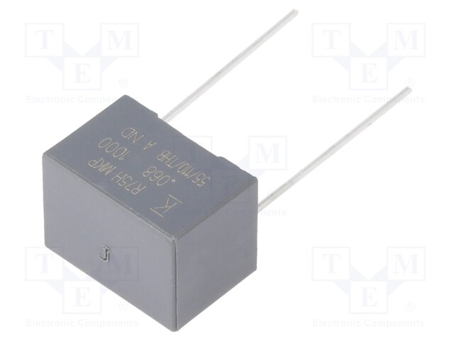 DC Film Capacitor, 0.068 µF, 1 kV, Metallized PP, ± 5%, R75H Series, Radial Box