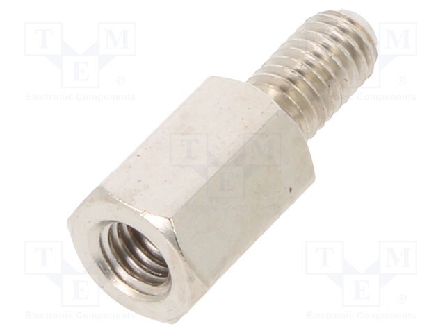 Screwed spacer sleeve; 7mm; Int.thread: M3; Ext.thread: M3; brass